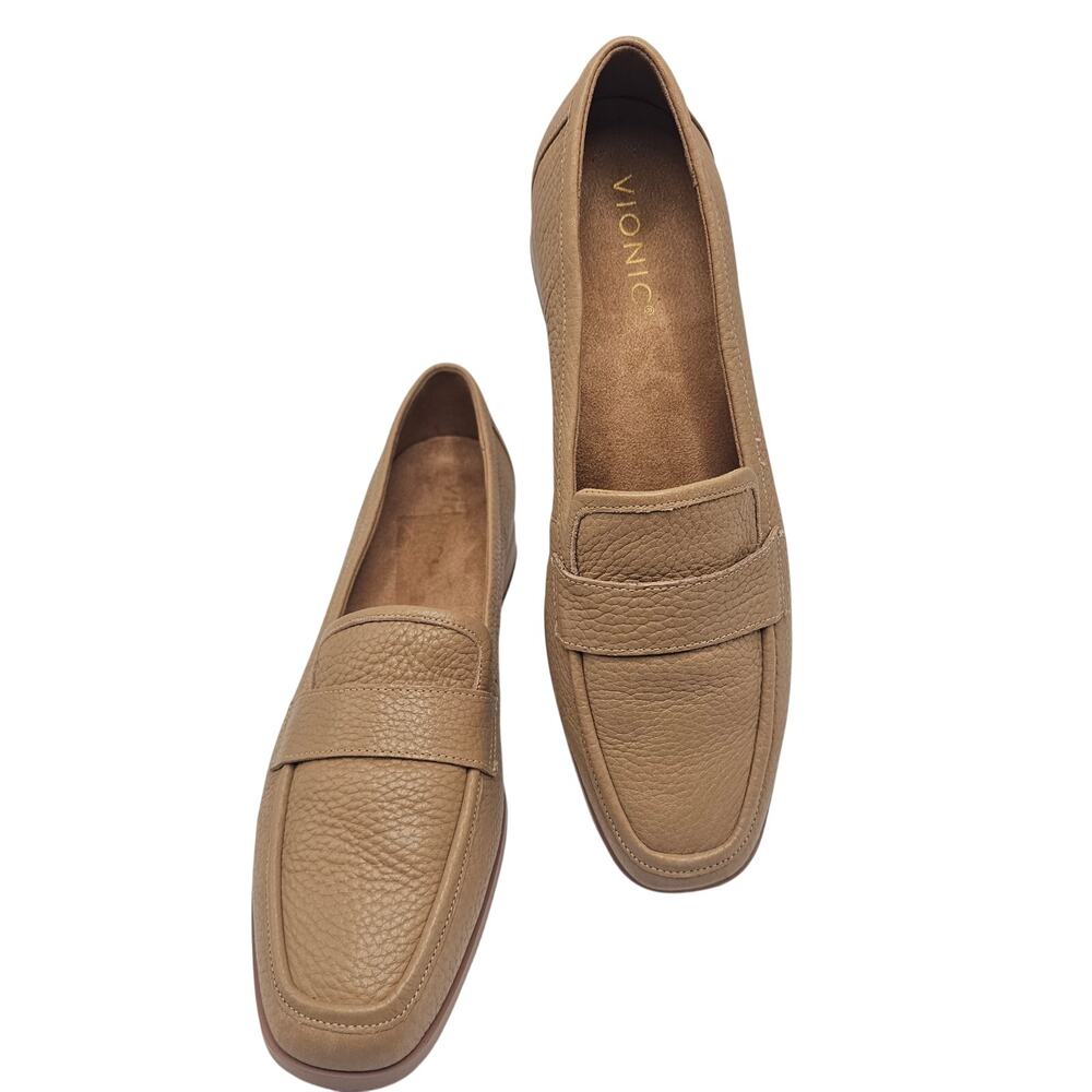 Vionic Sellah Loafer Slip-On in Tan Pebbled Leather Women's 9.5